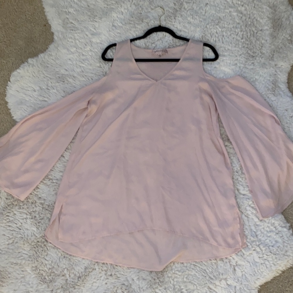 Baby Pink Flowy Bell Sleeve Top